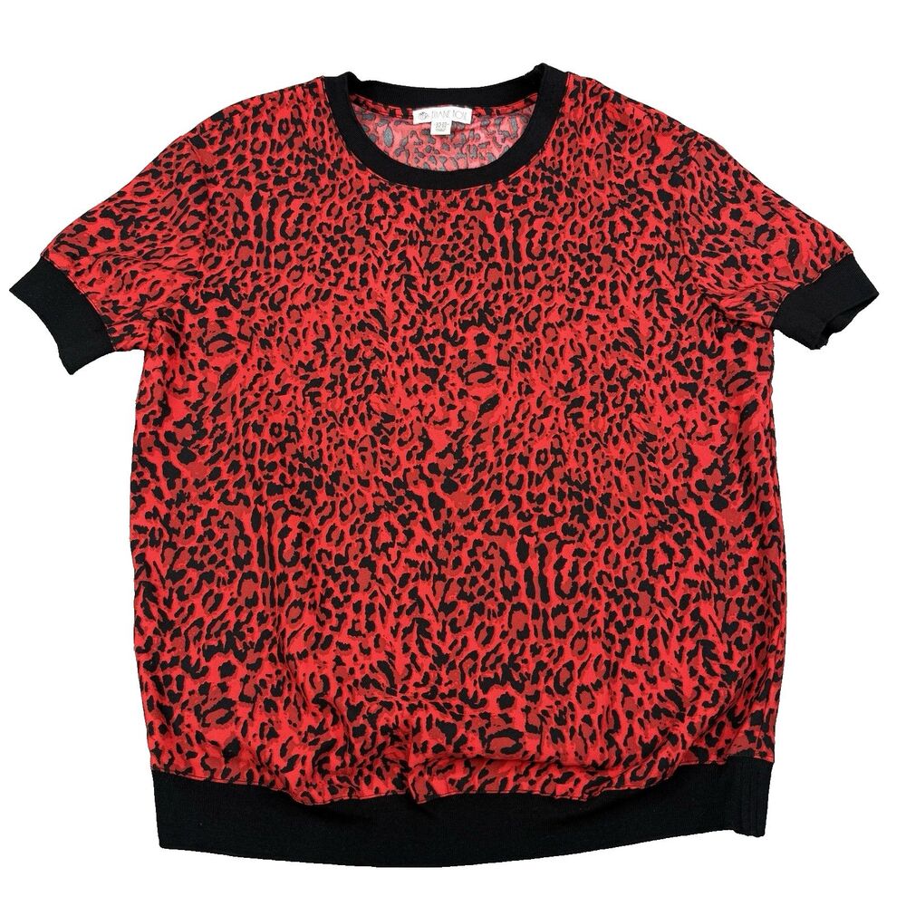Eliane Rose Blouse Womens XS Red Black Leopard Print Top‎ Mob Wife Glam Y2K Edgy